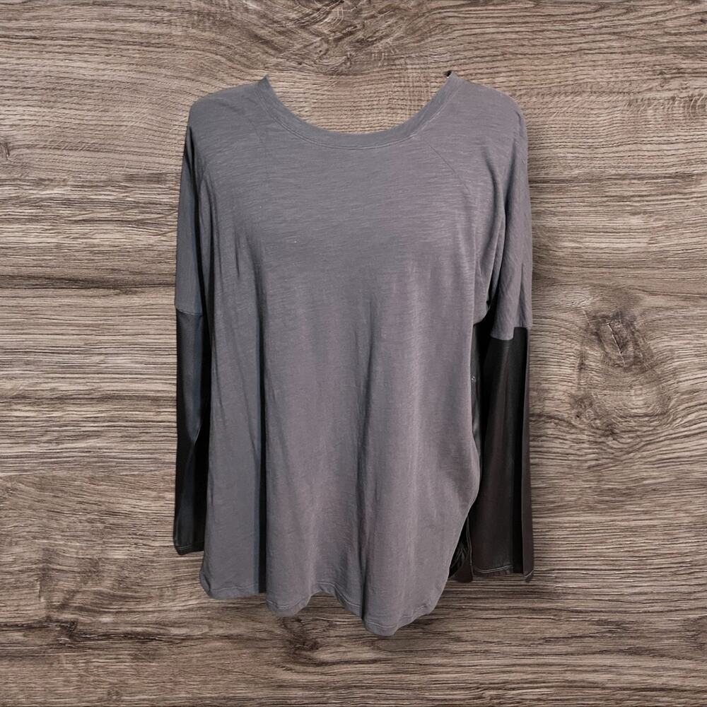 Johnny Was Pete & Greta Mixed Media Oversized Long Sleeve Top Silk Blend Size XS